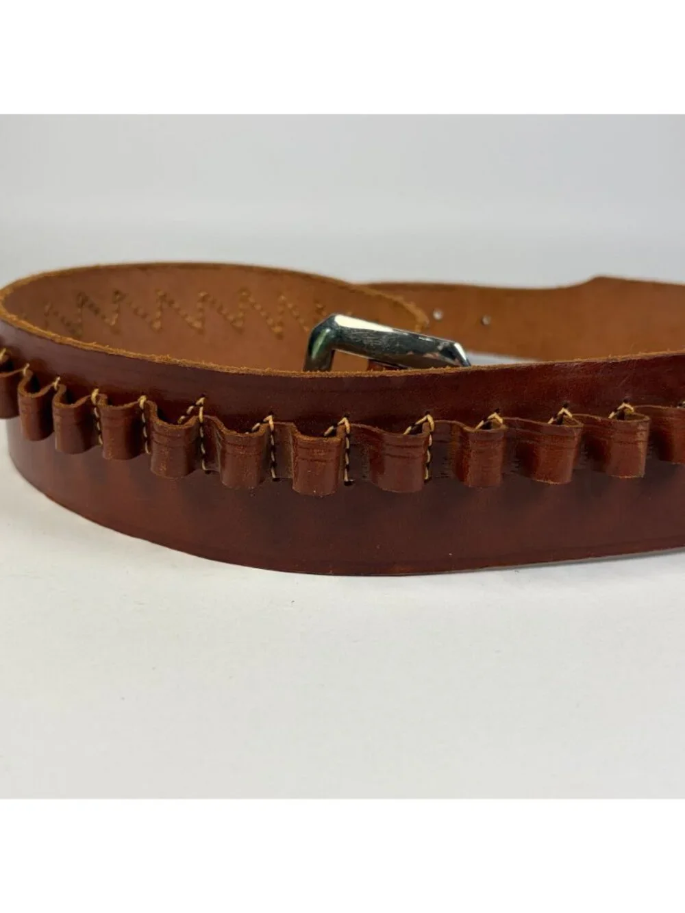 Vintage Red Head Leather Ammo Belt 35 Cartridge Loops North & Judd Buckle Vtg